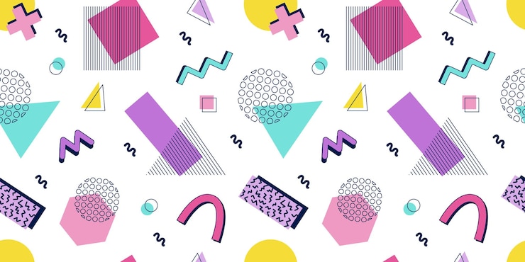 Vector resumen de patrones sin fisuras 80s 90s formas geométricas en el estilo de memphis vector retro hipster impresión