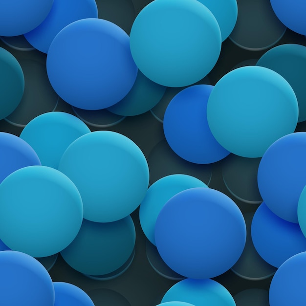 Resumen de patrones sin fisuras de agujeros y círculos con sombras en colores azul claro sobre fondo negro
