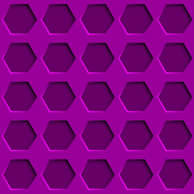 Resumen de patrones sin fisuras con agujeros hexagonales en colores morados