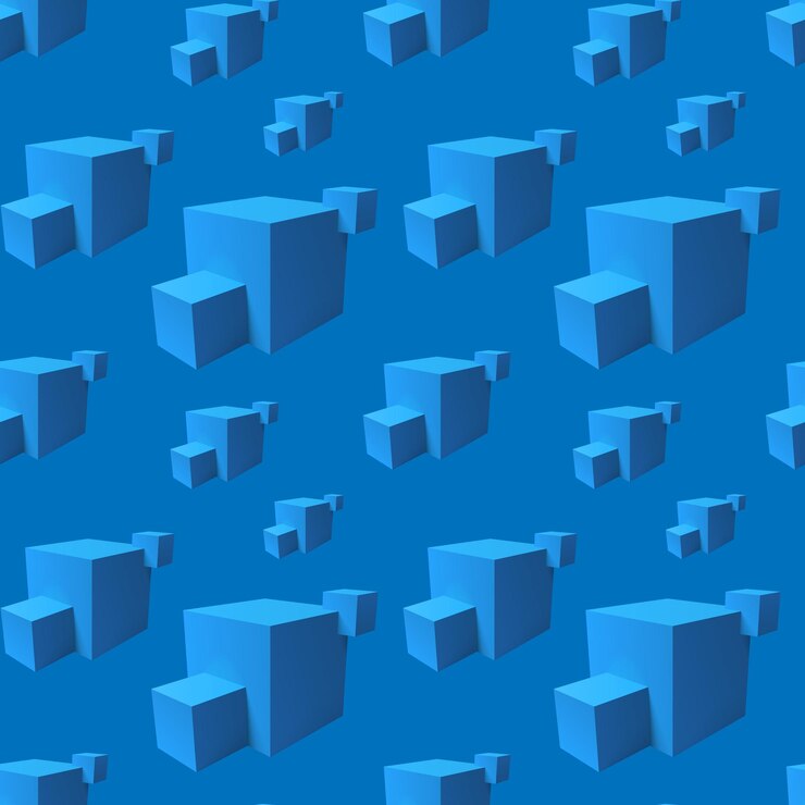 Vector resumen de patrones sin fisuras con cubos azules superpuestos