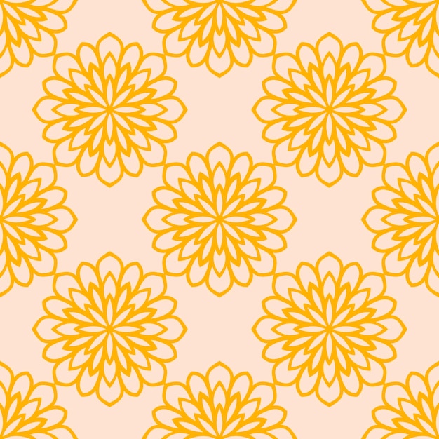 Resumen de patrones sin fisuras con flor de mandala. Mosaico, azulejo. Fondo de flores.