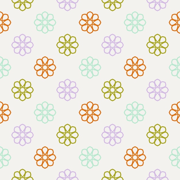 Resumen de patrones sin fisuras con flor de mandala. Mosaico, azulejo, lunares. Fondo de flores.