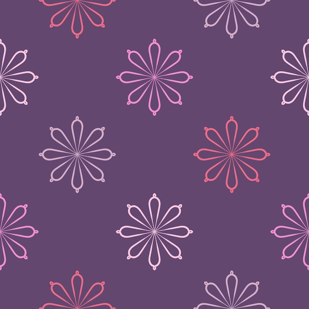 Resumen de patrones sin fisuras con flor de mandala. Mosaico, azulejo, lunares. Fondo de flores.