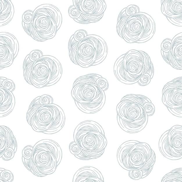 Resumen de patrones sin fisuras florales líneas espirales sobre fondo blanco diseño para textiles y papel