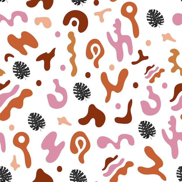 Resumen de patrones sin fisuras de formas y hojas en estilo boho ilustración vectorial