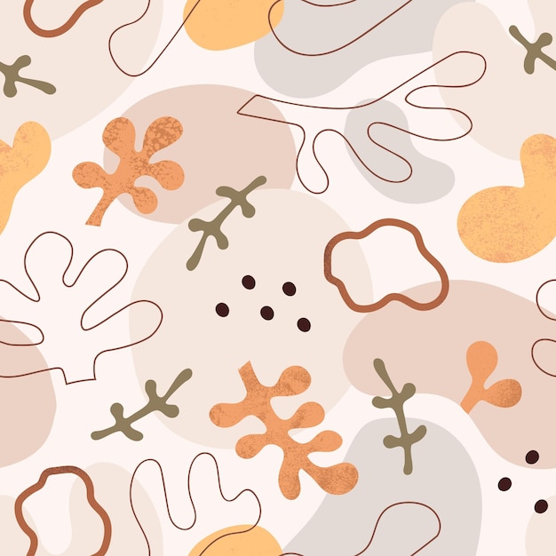 Resumen de patrones sin fisuras con formas orgánicas. Textura repetitiva sin fin con estampado moderno. Diseño de fondo repetible en estilo garabato. Ilustración vectorial plana imprimible para envolver y decorar