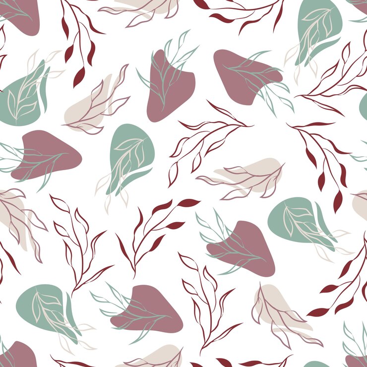Vector resumen de patrones sin fisuras con hojas y flores en color pastel