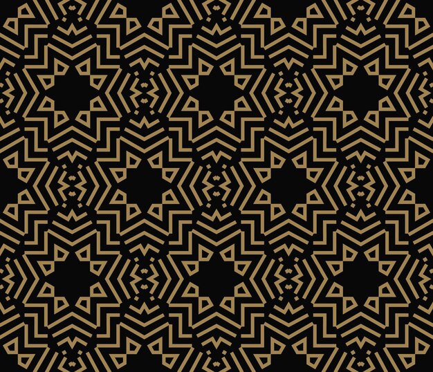 Resumen de patrones sin fisuras Línea geométrica adorno de oro Fondo elegante ornamental