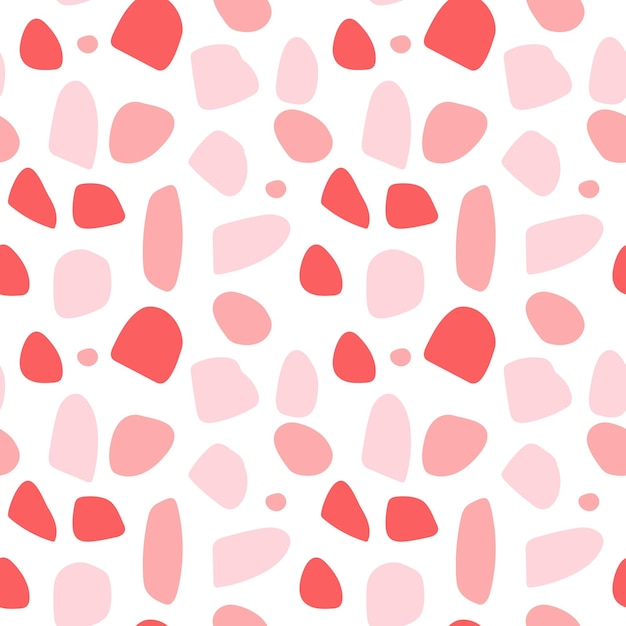 Resumen de patrones sin fisuras con manchas de color rosa Vector doodle ilustración sobre fondo blanco.