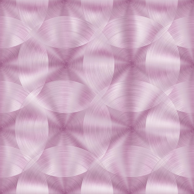 Vector resumen de patrones sin fisuras de metal brillante con textura circular cepillada en colores rosados