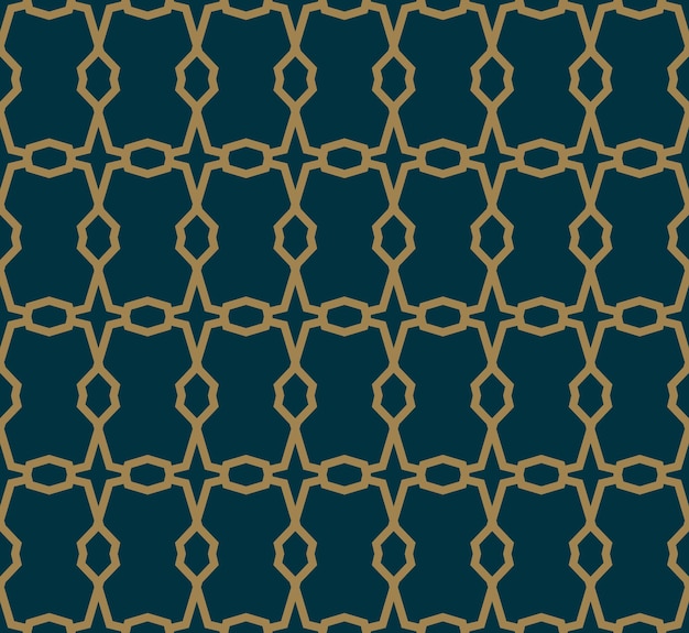 Resumen de patrones sin fisuras Vector de patrones sin fisuras Ornamento geométrico repetitivo color azul dorado de lujo
