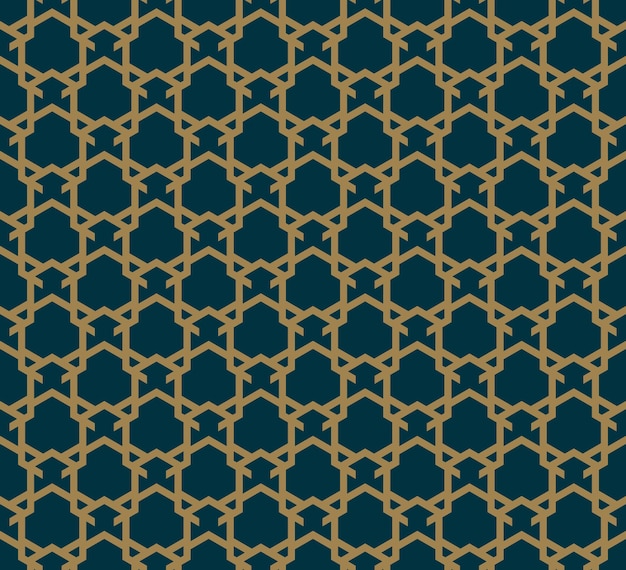 Resumen de patrones sin fisuras Vector de patrones sin fisuras Ornamento geométrico repetitivo color azul dorado de lujo