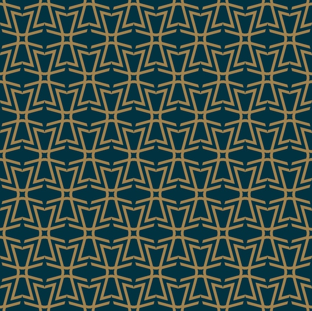 Resumen de patrones sin fisuras Vector de patrones sin fisuras Ornamento geométrico repetitivo color azul dorado de lujo