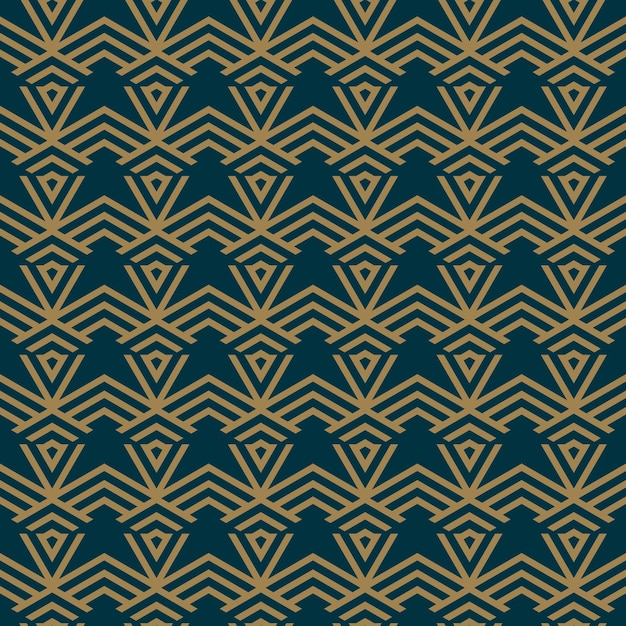 Resumen de patrones sin fisuras Vector de patrones sin fisuras Ornamento geométrico repetitivo color azul dorado de lujo