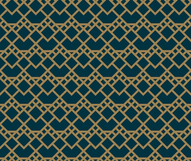 Resumen de patrones sin fisuras Vector de patrones sin fisuras Ornamento geométrico repetitivo color azul dorado de lujo
