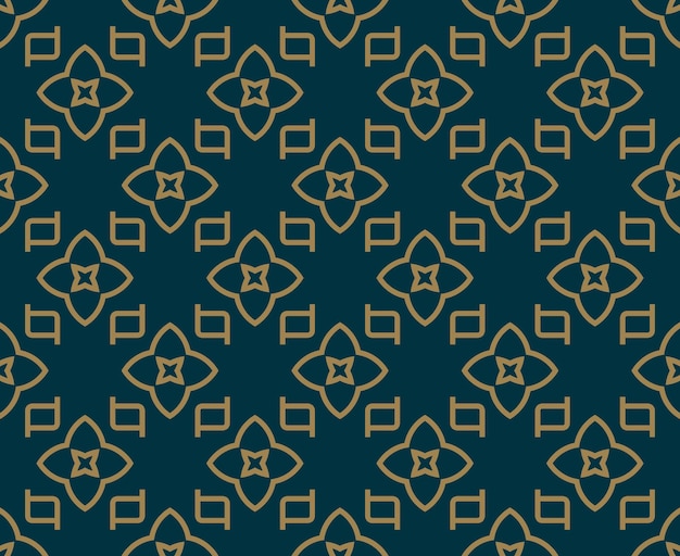 Resumen de patrones sin fisuras Vector de patrones sin fisuras Ornamento geométrico repetitivo color azul dorado de lujo