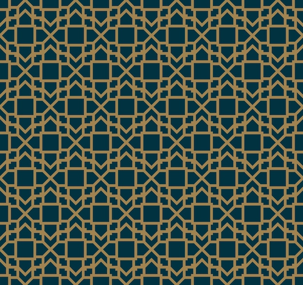 Resumen de patrones sin fisuras Vector de patrones sin fisuras Ornamento geométrico repetitivo color azul dorado de lujo