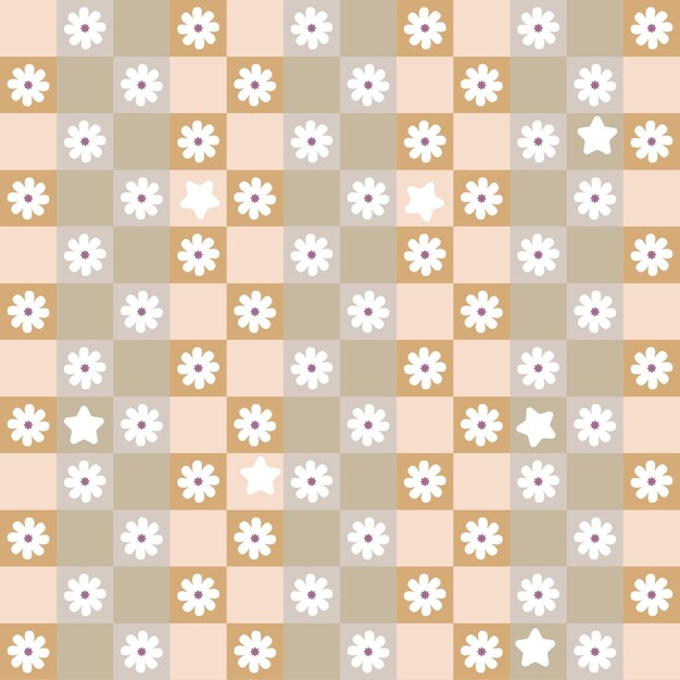 Resumen Pequeños Cuadrados Coloridos Flores Pequeñas Patrón Retro Geométrico Moda Pastel Colores De Moda