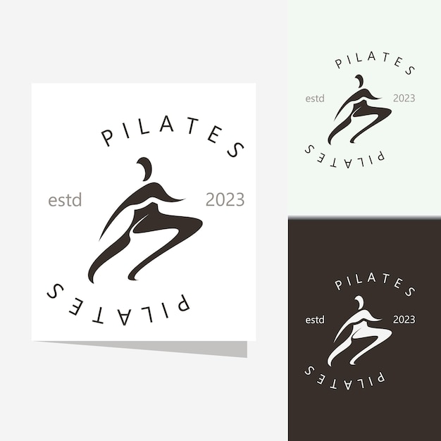 Resumen Pilates Logo Yoga identidad cuerpo equilibrio vector monoline Diseño Plantilla bienestar estilo de vida