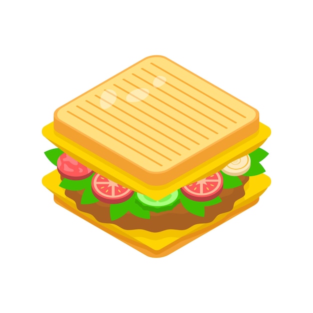 Resumen plano comida rápida sándwich comida fondo vector diseño estilo cocinar desayuno