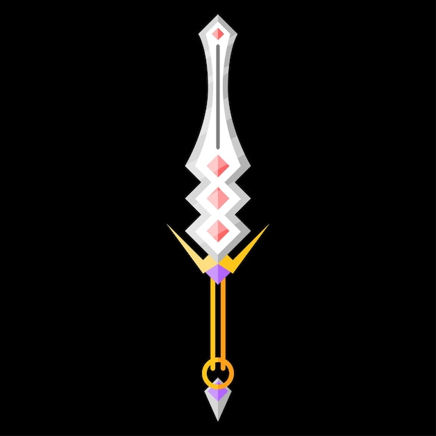 Resumen plano espada hoja arma guerra Logo Vector diseño estilo icono símbolo signo para juegos