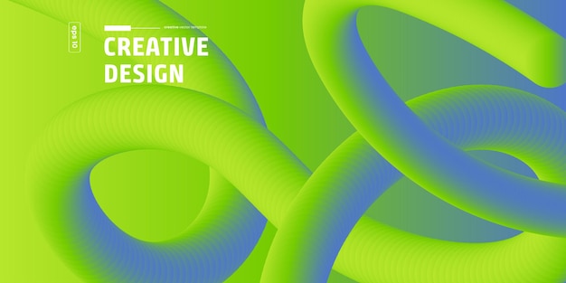 Resumen plantilla de diseño creativo de ondas 3D giratorias verdes y azules