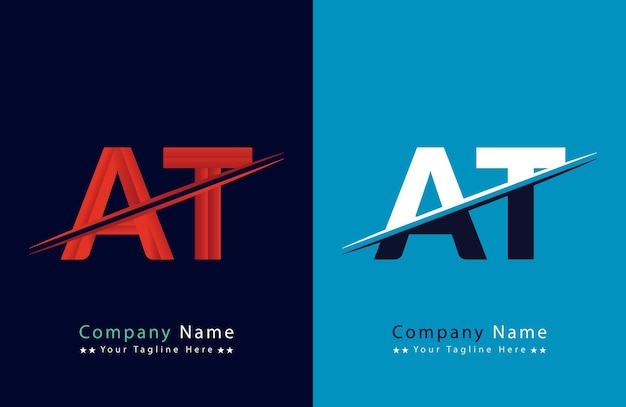 Resumen de la plantilla de diseño del logotipo de la letra AT Ilustración del logotipo vectorial
