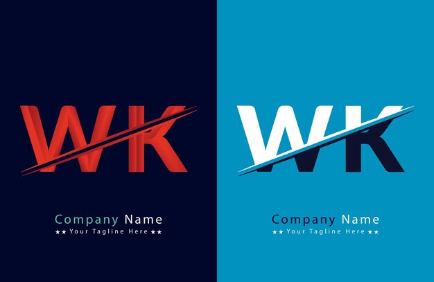 Resumen plantilla de diseño de logotipo de letras WK Ilustración de logotipo vectorial