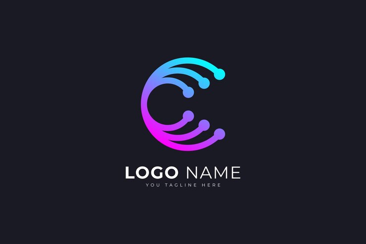 Vector resumen plantilla de diseño de logotipo de tecnología digital con la letra inicial c ilustración de diseño gráfico símbolo para sistema de internet tecnológico inteligencia artificial y
