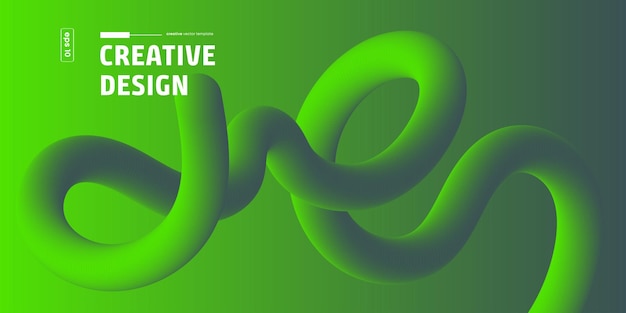 Resumen plantilla de diseño de ondas 3D verdes Ilustración vectorial de fondo