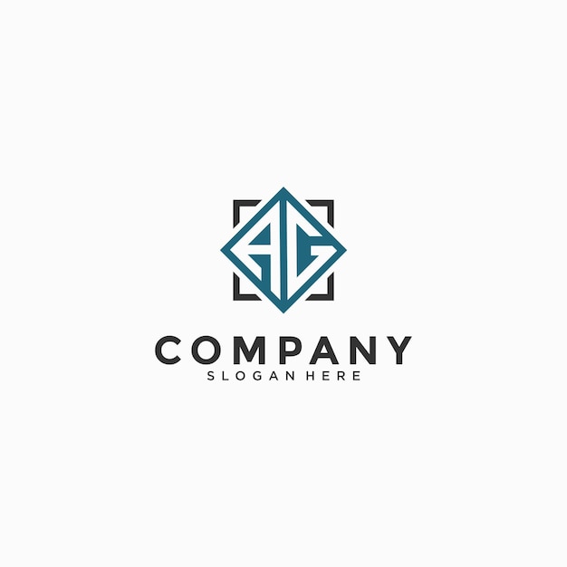 Resumen de plantilla de logotipo cuadrado de iniciales AG
