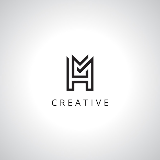 Resumen de la plantilla de logotipo de MH HM con Eps vectoriales