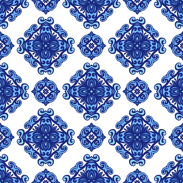 Resumen de porcelana azul y blanco l origen étnico de patrones sin fisuras