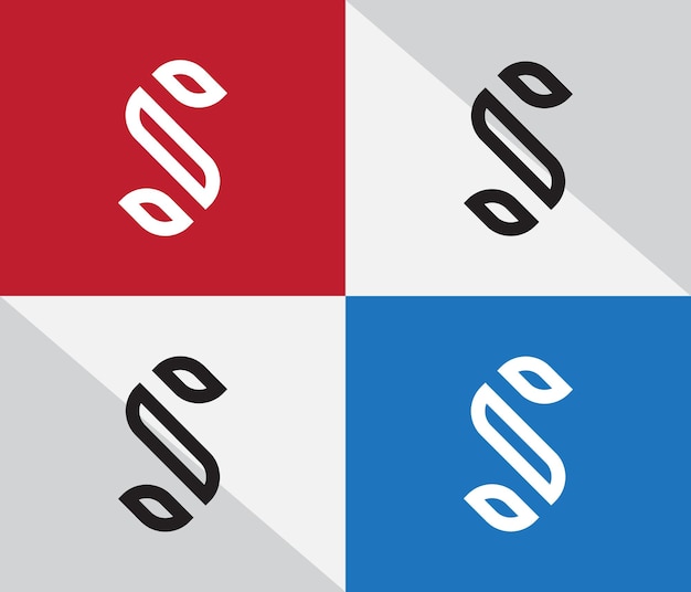 Resumen La primera letra S Logotipo de la ola del mar Estilo de origami en aislado sobre un fondo azul