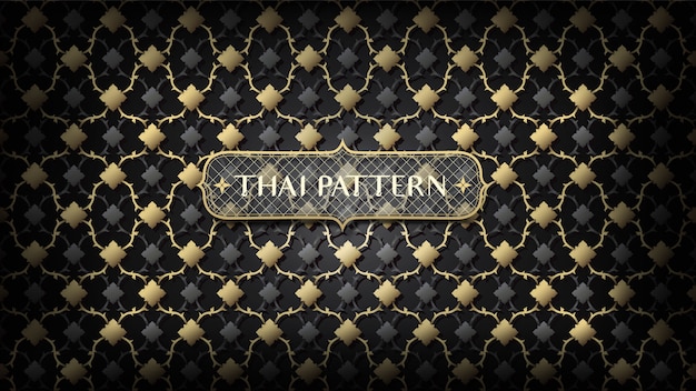 Resumen que conecta el patrón tailandés negro y dorado