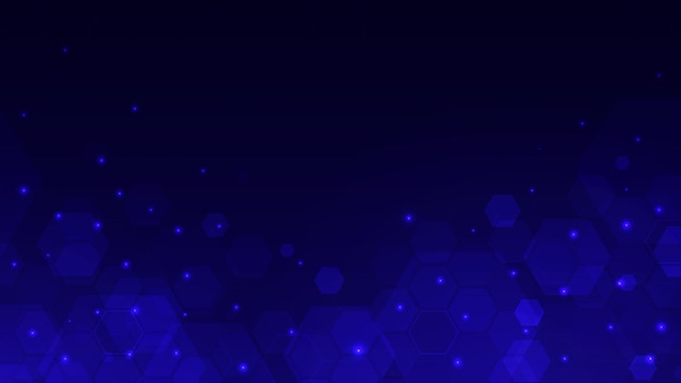 Resumen que consta de una celda de hexágono conjunto Ilustración gráfica de fondo azul