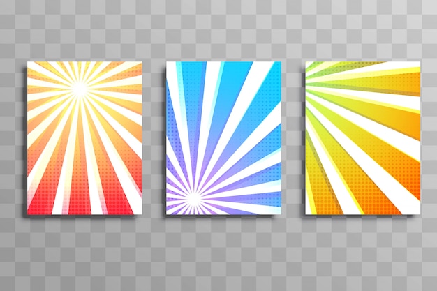 Resumen rayos coloridos negocios folleto plantilla conjunto de diseño