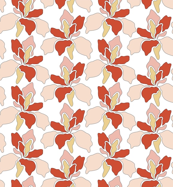 Resumen Retro Floral Vector Patrón sin costura Moda Moda Colores Minimalista Elegantes formas