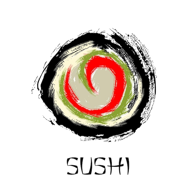 Resumen de rollo de sushi. Bar de sushi, plantilla de restaurante de cocina japonesa.