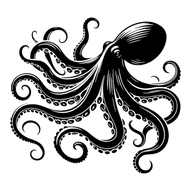 Resumen silueta de pulpo animal aislado Ilustración vectorial