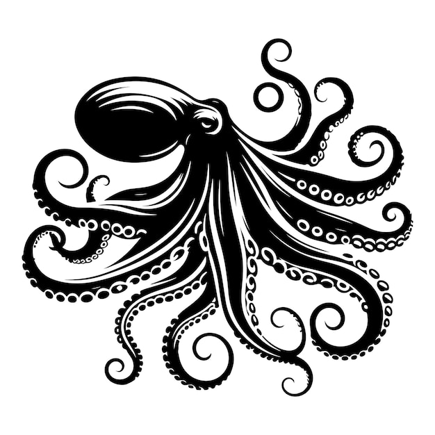Resumen silueta de pulpo animal aislado Ilustración vectorial