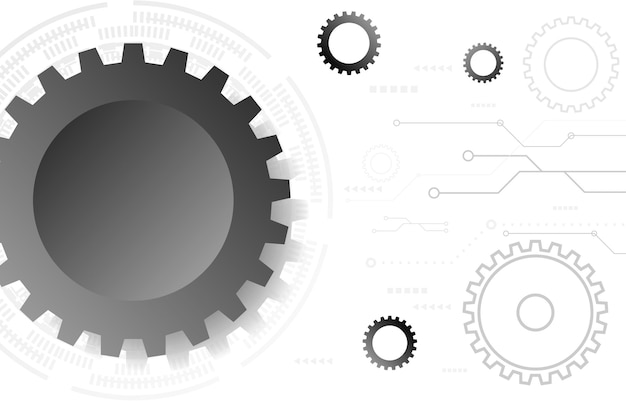 Resumen tecnología cog ruedas dentadas círculo fondo vector ilustración Gear blueprint fondo técnico Cogs y ruedas en color blanco y negro Partes abstractas del motor Ilustración vectorial