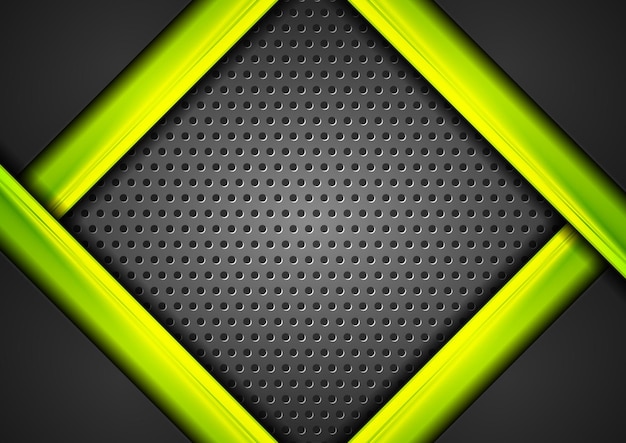 Resumen tecnología corporativa futurista verde y negro fondo perforado ilustración vectorial