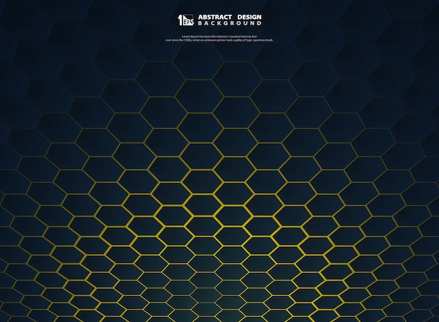 Vector resumen tecnología hexagonal degradado sobre fondo amarillo