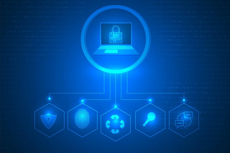 Vector resumen de la tecnología de protección de la innovación del marco de seguridad de datos cibernéticos.
