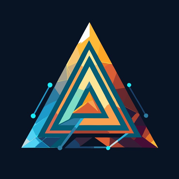 Vector resumen templata de diseño de íconos de letras y logotipos con vector de conexión de triángulo piramidal