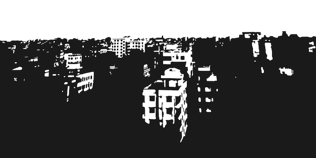 Resumen Textura negra de los edificios de la ciudad sobre un fondo blanco