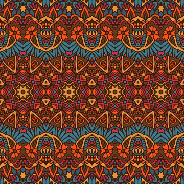 Resumen Tribal vintage indio textil étnico de patrones sin fisuras ornamentales Vector colorido arte geomertric fondo