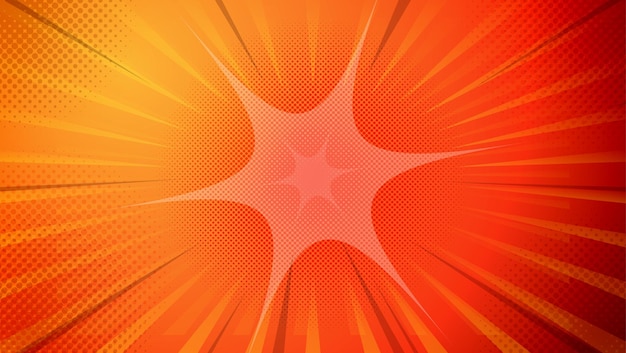 Vector resumen vector comic naranja y fondo brillante