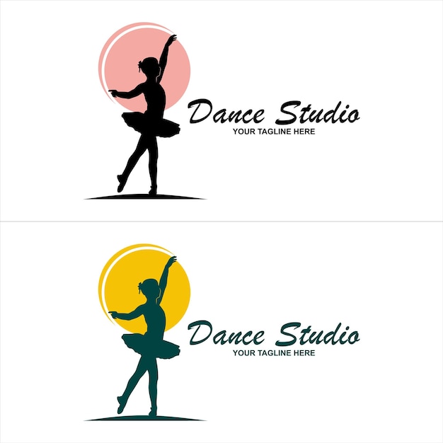 Resumen de vector de diseño de logotipo de bailarina